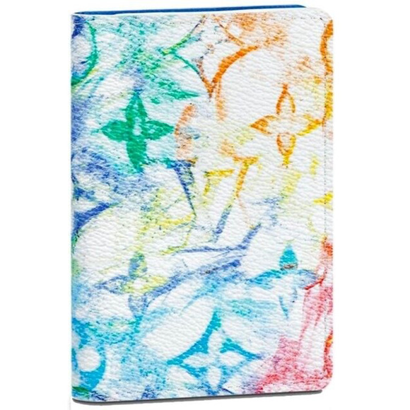 Louis Vuitton Pastel Watercolor White Blue Monogram Logo Pocket Organizer Wallet - Picture 1 of 7